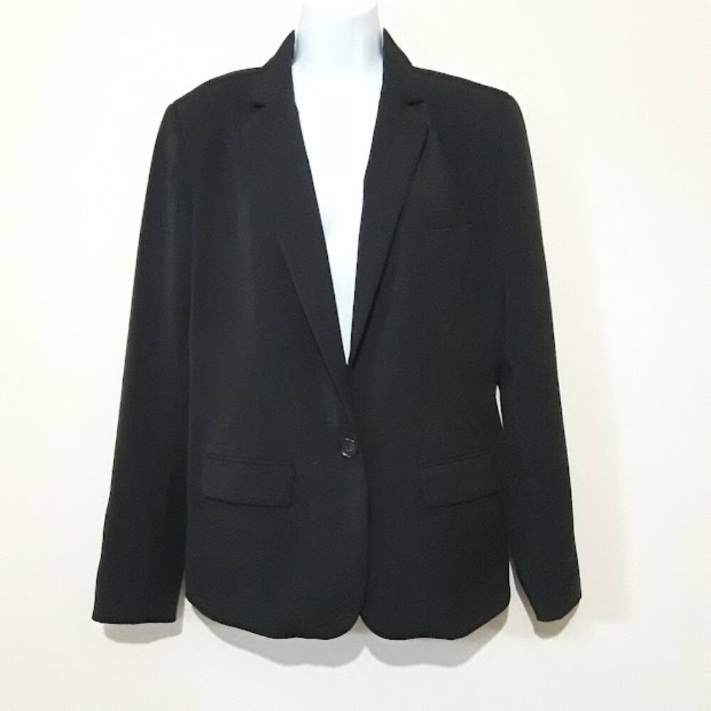 Black Women's Blazer ~A New Day~ Striped Inner Lining Faux Pockets Size 12